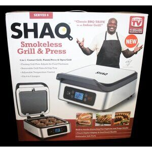 SHAQ 3-in-1 Smokeless Grill and Press Brand New in Box Sealed as Seen on TV